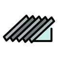 Part of the gable roof icon color outline vector