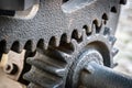 A gear wheel or pinion is a basic part of a gear train in the form of a disc with teeth on a cylindrical or conical surface Royalty Free Stock Photo
