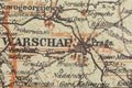 Part of German World War millitary map from 1915 with Warschau - Warsaw