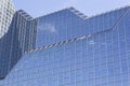 Part of glass facade of rabobank head office in dutch town of ut