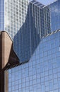 Part of glass facade of rabobank head office in dutch town of ut