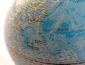 Part of a globe with map close up