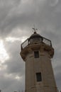 part of the grao lighthouse with cloudy sky in the background Royalty Free Stock Photo