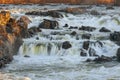 Part of the Great Falls of the Potomac River on winter morning.Virginia.USA Royalty Free Stock Photo