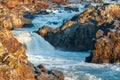Part of the Great Falls of the Potomac River at winter sunrise.Virginia.USA Royalty Free Stock Photo
