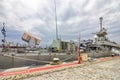 A part of Greece military navy ship in port Royalty Free Stock Photo