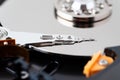 Part of hard disk close-up Royalty Free Stock Photo