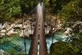 Robe Bridge cross the river, Fjordland beauty, hidden in forests, New Zealand