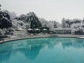 A Corner of A Hotel in Rome Covered by Sudden Snow Royalty Free Stock Photo