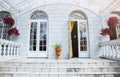 The part of house in Italian style. Doors, stairs and plants. Exterior ideas Royalty Free Stock Photo