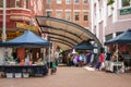 Part of Hunter Street shopping ara with booths, Newcastle, Australia