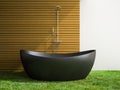 Part of interior bathroom with grass floor 3D rendering 2 Royalty Free Stock Photo