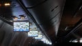 part of the interior of a modern airplane on approach for landing Royalty Free Stock Photo
