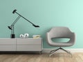 Part of interior with modern grey armchair Royalty Free Stock Photo