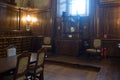 Part of the interior of the sacristy with a copy of the image of Jesus of Monopello in the sanctuary of the Holy Trinity and the