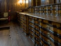 Part of the interior of the sacristy with a copy of the image of Jesus of Monopello in the sanctuary of the Holy Trinity and the