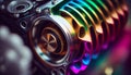 Part of the internal structure of a car engine. Colorful wallpaper illustration. Electronics and car repair service background Royalty Free Stock Photo