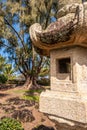 Part of Japanese lantern at Liliuokalani Gardens in Hilo, Hawaii, USA Royalty Free Stock Photo