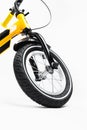 Part of kids bicycle wheel with spokes, white background Royalty Free Stock Photo