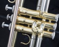 Part of loud brass orchestra instrument trumpet Royalty Free Stock Photo