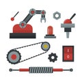 Part of machinery manufacturing work detail gear mechanical equipment industry vector illustration.
