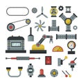 Part of machinery manufacturing work detail gear mechanical equipment industry vector illustration.