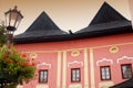 Part of Main square of historical Spisska Sobota town, currently city district of Poprad Royalty Free Stock Photo