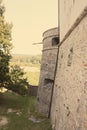 Part of medieval Cerveny Kamen Red Stone Castle near Casta village, Slovakia. Vintage filter Royalty Free Stock Photo