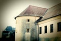 Part of medieval Cerveny Kamen Red Stone Castle near Casta village, Slovakia. Vintage filter Royalty Free Stock Photo