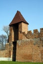 Part of medieval town fortification with battlements and watch tower, Nymburk, Czech republic