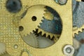 Part of the metal mechanism of an old watch Royalty Free Stock Photo