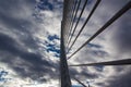 Part modern bridge Valencia on sunset sky. Spain.