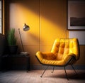 Part of modern living room with design yellow leather chair