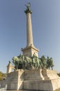 Attila with his warriors at the monument of Hungarian kings in Budapest Royalty Free Stock Photo