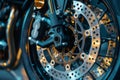 Motorcycle braking system, brake disc on motorbike Royalty Free Stock Photo