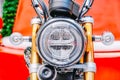 Part of motorcycle headlight, Detail of front Motorbike Royalty Free Stock Photo