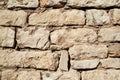 Part of natural contrast masonry wall stone granite is a pattern of texture, material and background with colored stones. Royalty Free Stock Photo