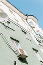 Part of a new modern building against a blue sky background Royalty Free Stock Photo