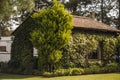 Part of an old hacienda with white walls and tiled roofs Royalty Free Stock Photo