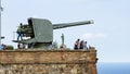 Old canon at MontjuÃÂ¯c Castle in Barcelona in Spain