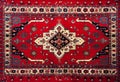 Part of Old Red Persian Carpet Texture, abstract ornament Royalty Free Stock Photo