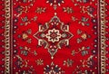 Part of Old Red Persian Carpet Texture, abstract ornament Royalty Free Stock Photo