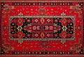 Part of Old Red Persian Carpet Texture, abstract ornament Royalty Free Stock Photo