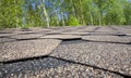 part of the old roof of the building made of modern soft material Royalty Free Stock Photo