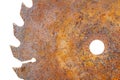 Part of old rusty circular saw blade Royalty Free Stock Photo