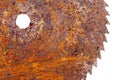 Part of old rusty circular saw blade Royalty Free Stock Photo