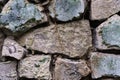 Part of old stone wall for background. Rocks of different sizes and forms. Cobble texture close up Royalty Free Stock Photo