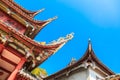 The part of old style Chinese eaves in a temple Royalty Free Stock Photo