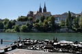 Old town of Basel as a bronze model with left the descriptions in Braille code Royalty Free Stock Photo