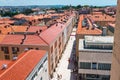 Part of old town Zadar viewed from top of bell tower of St. Anastasia church in Zadar, Croatia